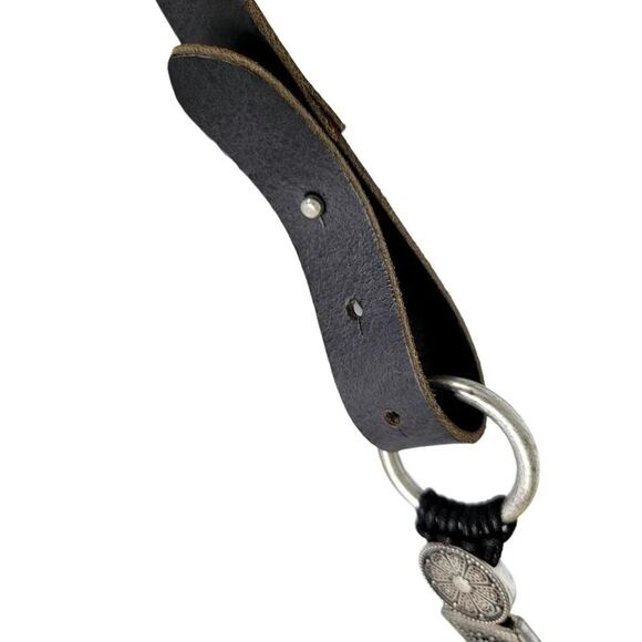 Antoniazzi Firenze Leather Belt Black Silver Women Size XL Italian Designer